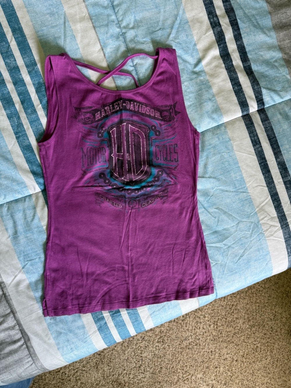 Harley-Davidson Women's Magenta Graphic Crisscross Back Tank